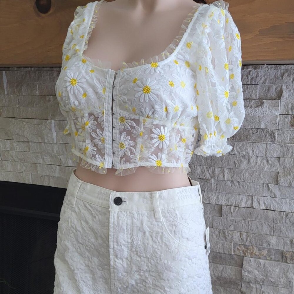 For Love And Lemons Daisy Crop  Medium Top